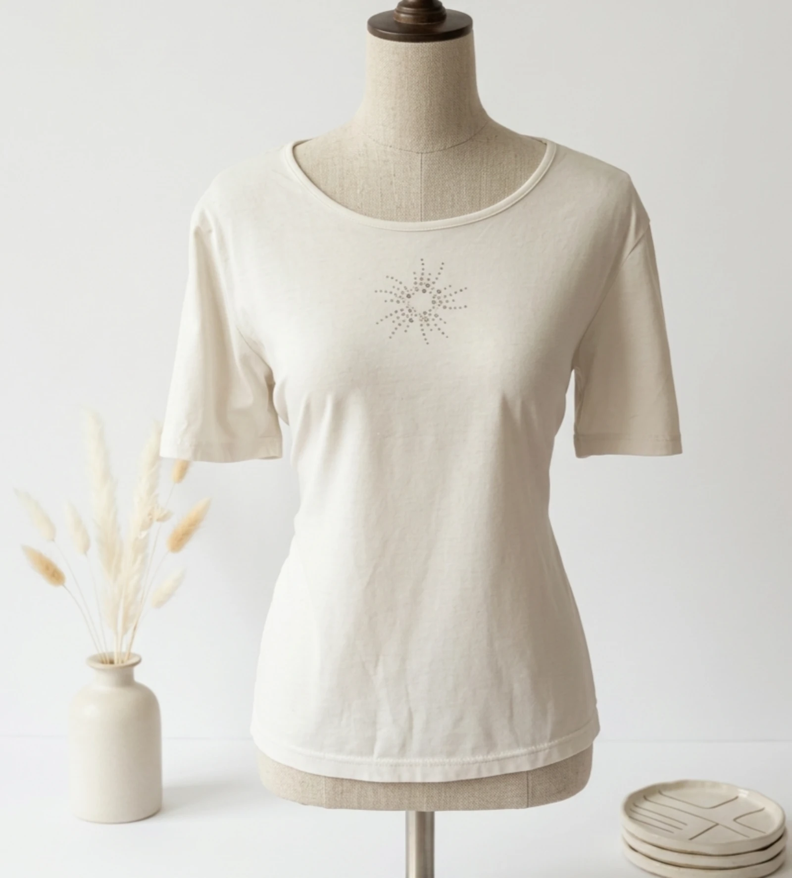 🤍 camiseta de manga corta blanca para mujer T38 🤍 – photo 4
